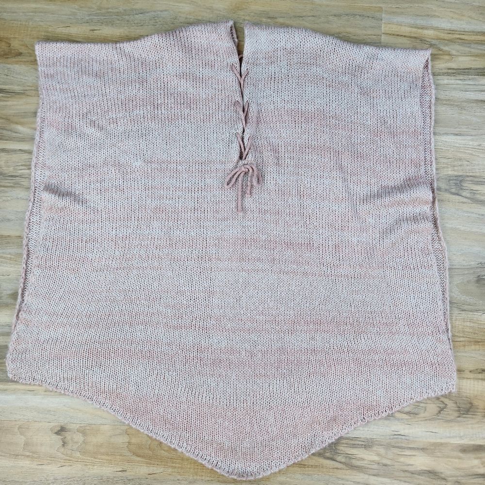 🐞Mauve & White Variegated Soft Knit Poncho Sweater One Size - Picture 6 of 10